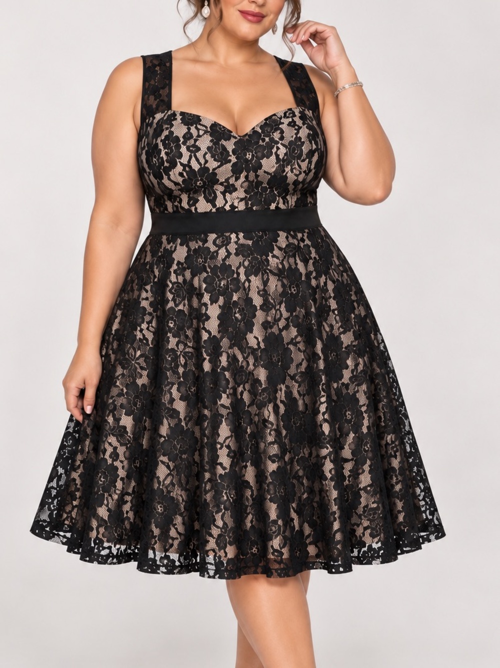 Torrid Black Lace Overlay Sleeveless Fit & Flare Midi Dress Dark Romantic SZ 22